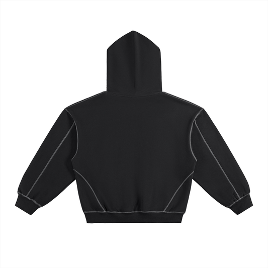 Mens Contrast-Stitched Boxy Fleece Hoodie