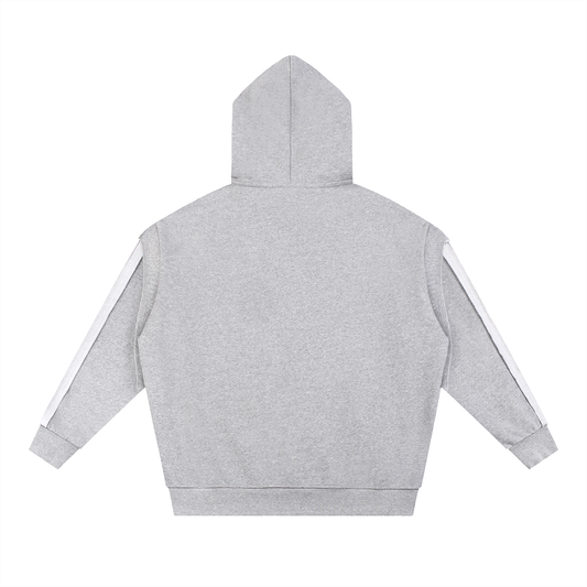 Mens Contrast Tape Raw Edge Double Layered Hoodie