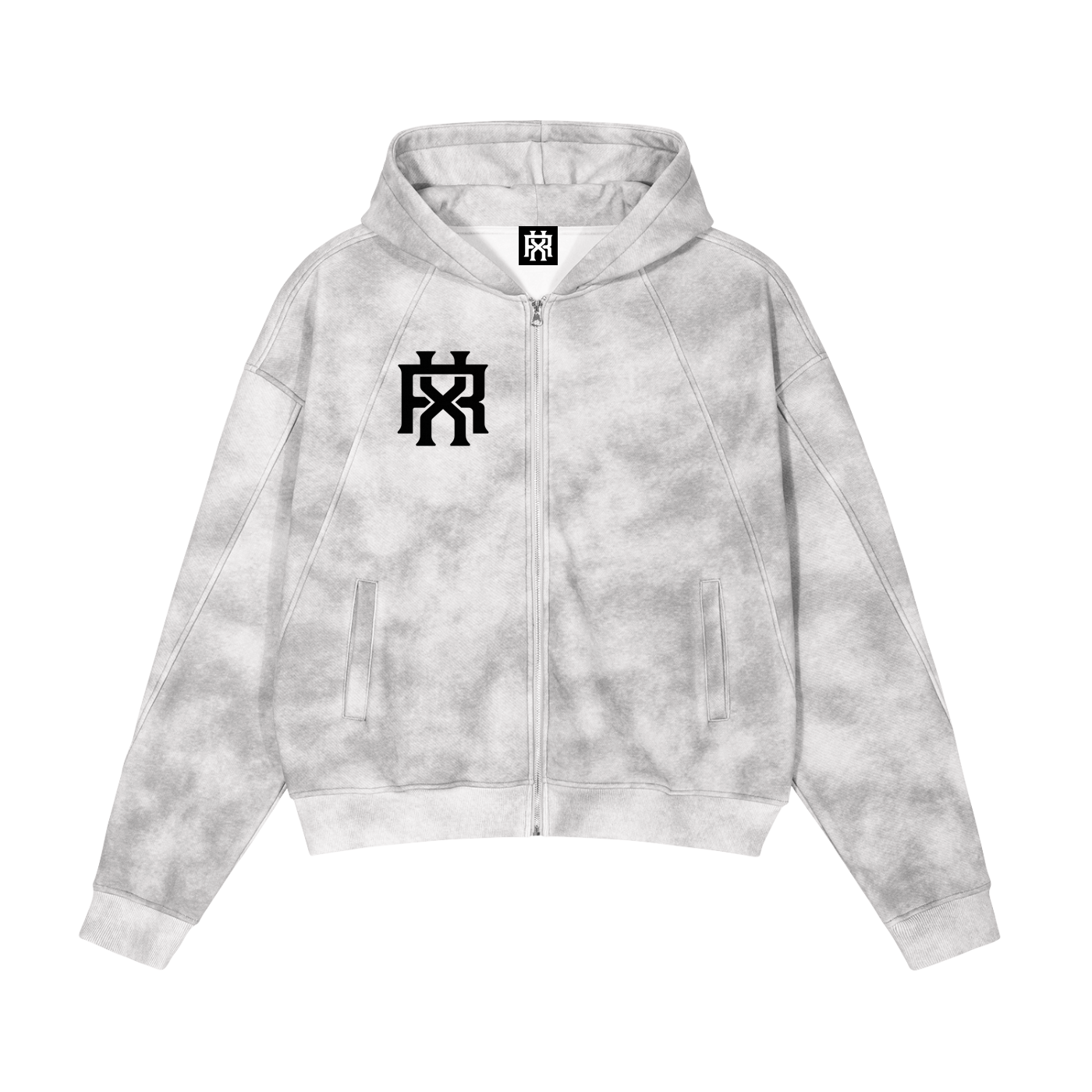 Mens Dirty Washed Zip-Up Fleece Hoodie