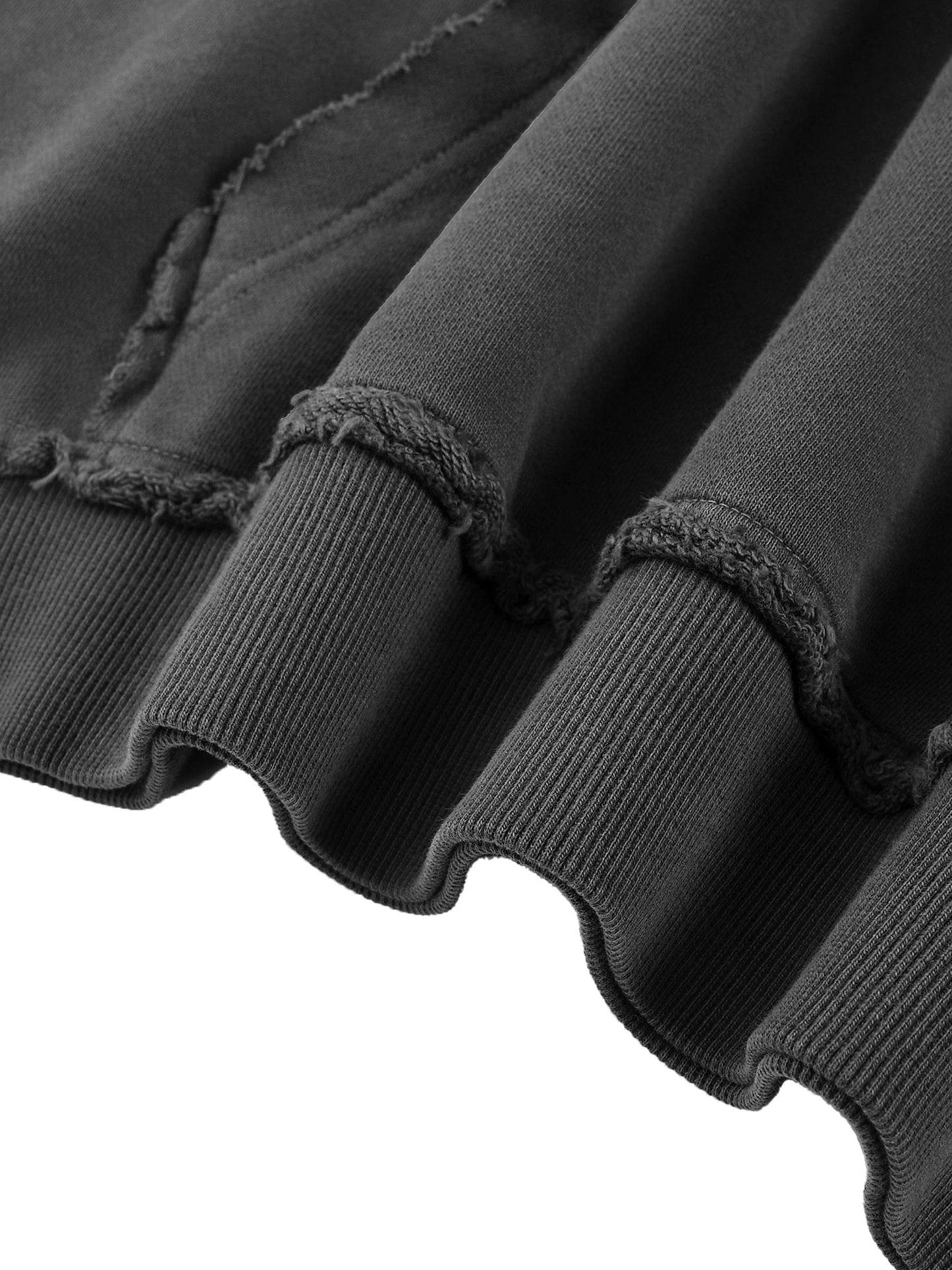 Mens Snow Washed Raw Edge Double Layered Hoodie