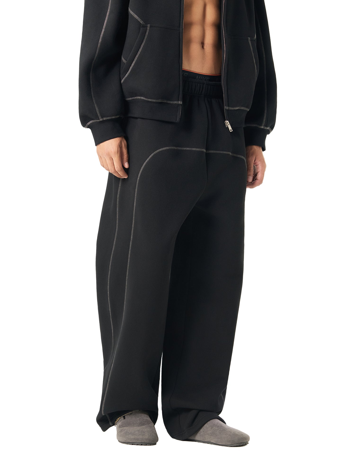 Mens Contrast-Stitched Fleece Sweatpants